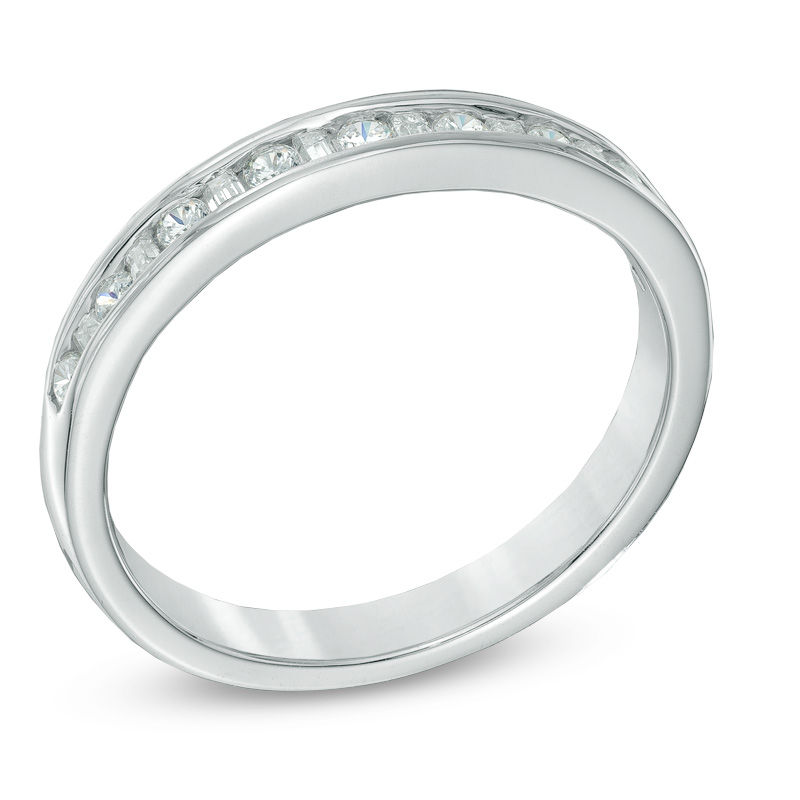 0.25 CT. T.W. Baguette and Round Diamond Alternating Band in 10K White Gold