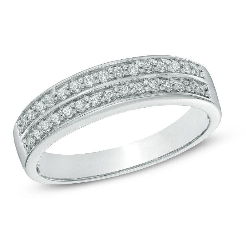 0.25 CT. T.W. Diamond Double Row Anniversary Band in 10K White Gold