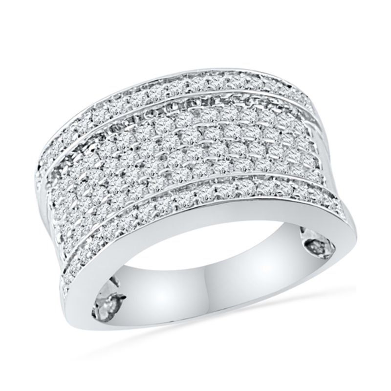 1.00 CT. T.W. Diamond Multi-Row Anniversary Band in 10K White Gold|Peoples Jewellers