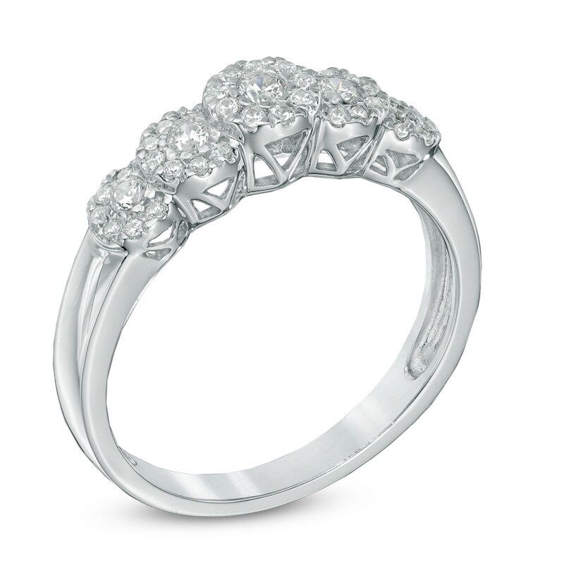 0.33 CT. T.W. Diamond Five Stone Frame Ring in 10K White Gold