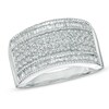 Thumbnail Image 0 of 1.00 CT. T.W. Baguette and Round Diamond Multi-Row Band in 10K White Gold