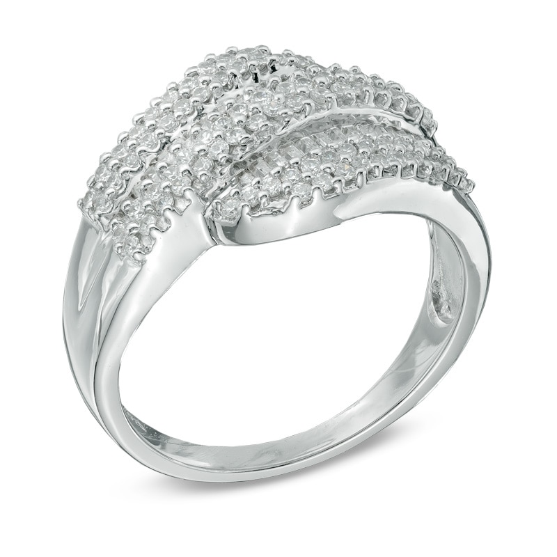 0.50 CT. T.W. Diamond Cascading Wave Ring in Sterling Silver