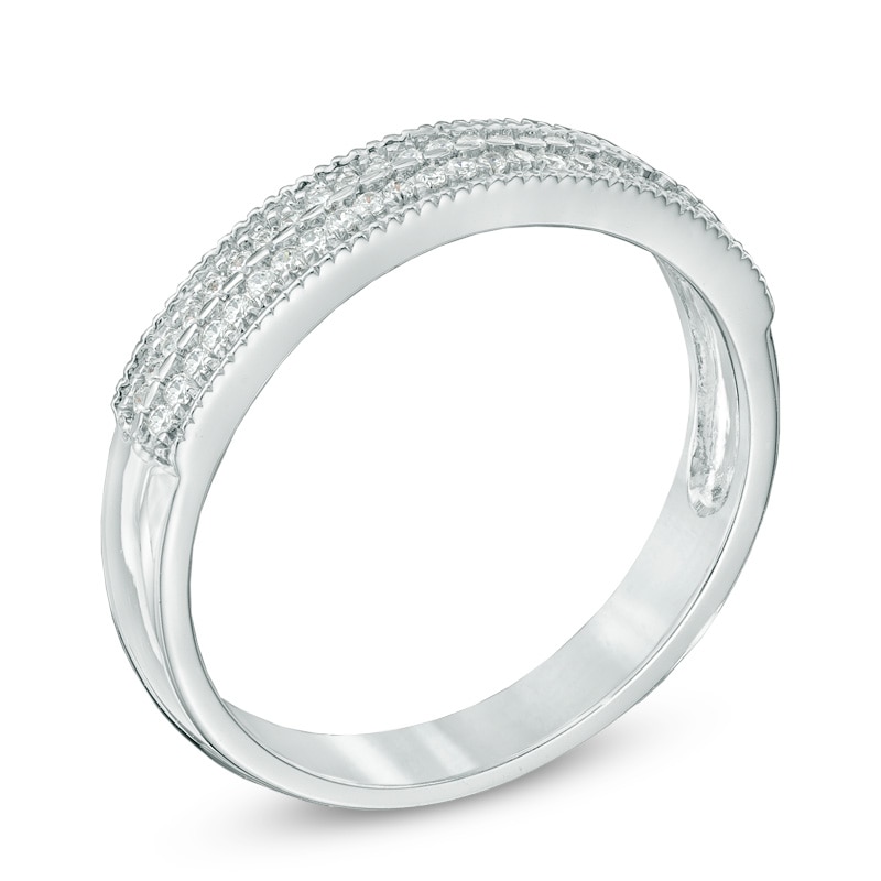 Main Image 2 of 0.20 CT. T.W. Princess-Cut Diamond Double Row Band in Sterling Silver