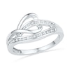 Diamond Accent Sideways Heart Knot Ring in Sterling Silver