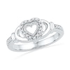 0.12 CT. T.W. Diamond Hands Holding Heart Ring in Sterling Silver