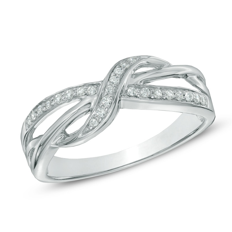 0.10 CT. T.W. Diamond Sideways Infinity Ring in Sterling Silver|Peoples Jewellers