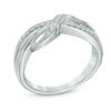 Thumbnail Image 1 of 0.10 CT. T.W. Diamond Sideways Infinity Ring in Sterling Silver