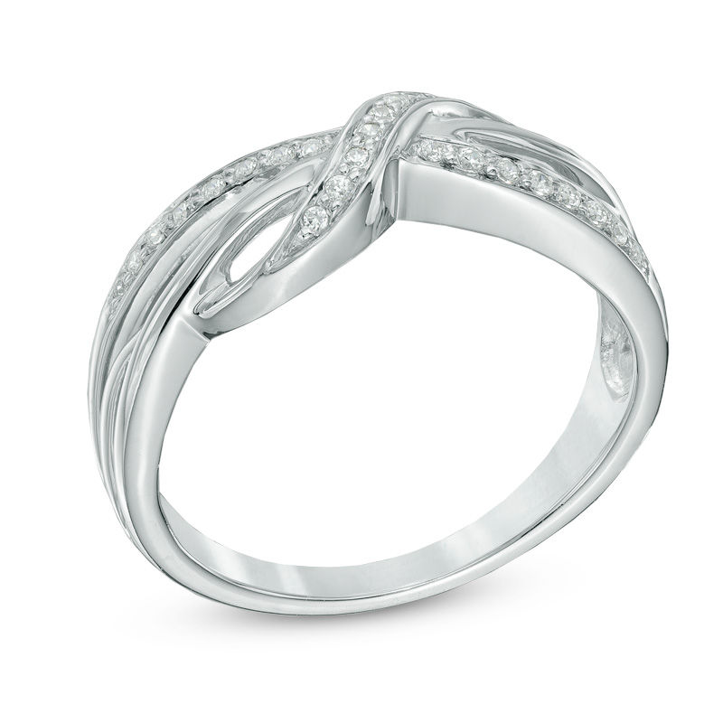 Main Image 2 of 0.10 CT. T.W. Diamond Sideways Infinity Ring in Sterling Silver