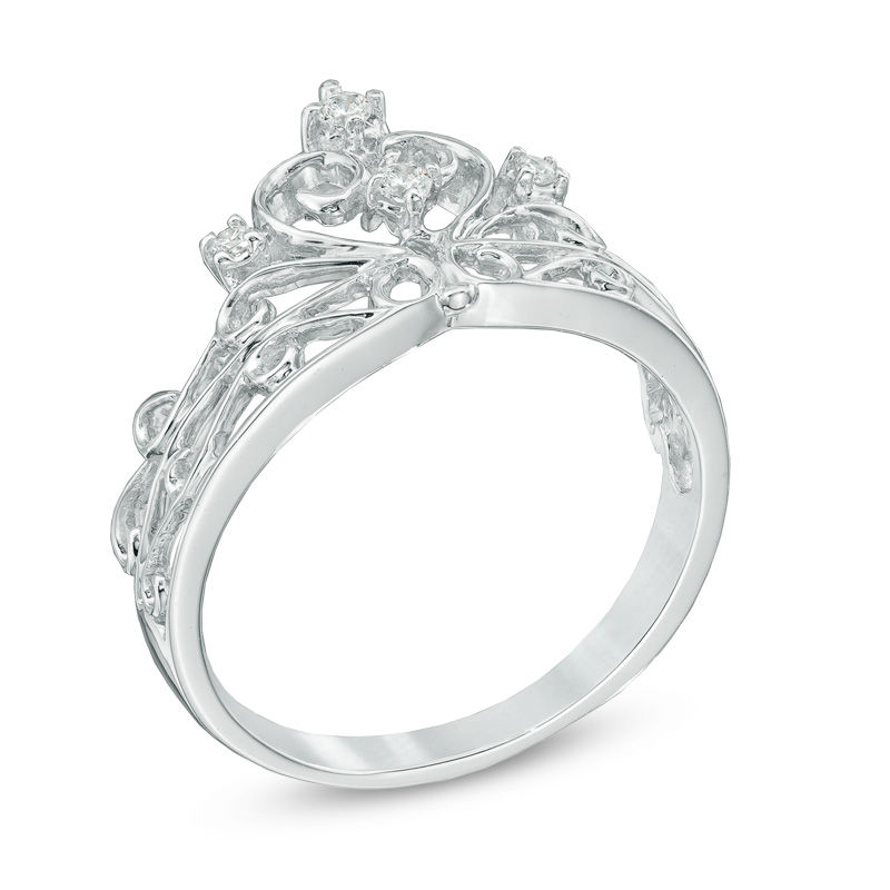 Main Image 2 of 0.10 CT. T.W. Diamond Crown Ring in Sterling Silver