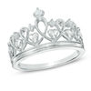 Thumbnail Image 0 of Diamond Accent Heart Crown Ring in Sterling Silver
