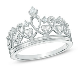 Diamond Accent Heart Crown Ring in Sterling Silver