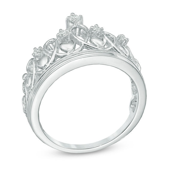 Diamond Accent Heart Crown Ring in Sterling Silver | Peoples