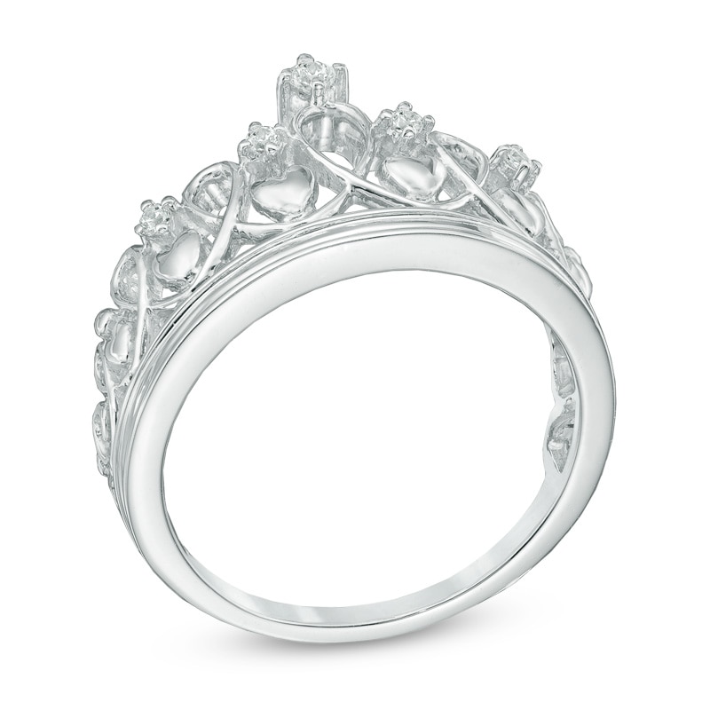 Main Image 2 of Diamond Accent Heart Crown Ring in Sterling Silver