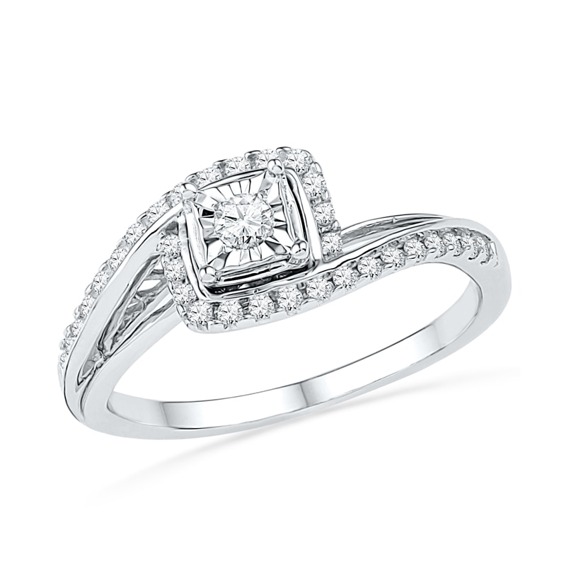 0.25 CT. T.W. Diamond Split Shank Ring in Sterling Silver|Peoples Jewellers