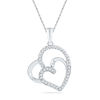 Thumbnail Image 0 of 0.16 CT. T.W. Diamond Tilted Double Heart Pendant in Sterling Silver