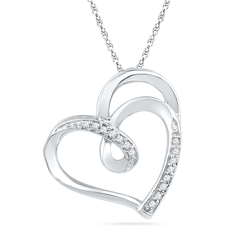 Diamond Accent Looping Heart Pendant in Sterling Silver