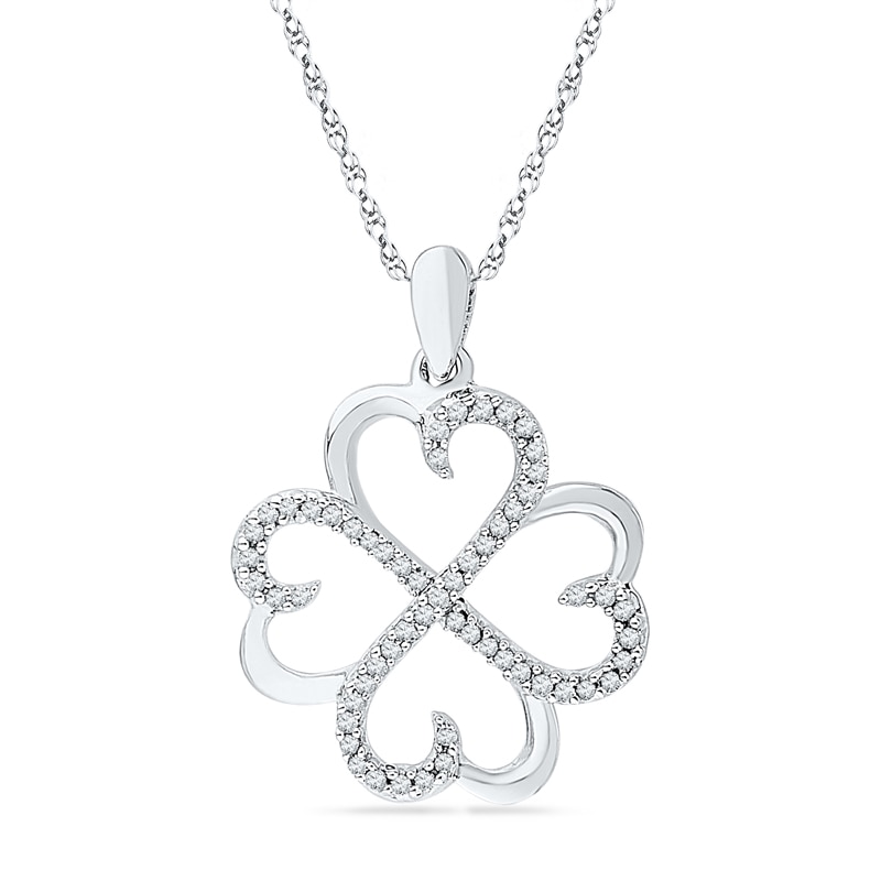 0.20 CT. T.W. Diamond Four Leaf Clover Pendant in Sterling Silver