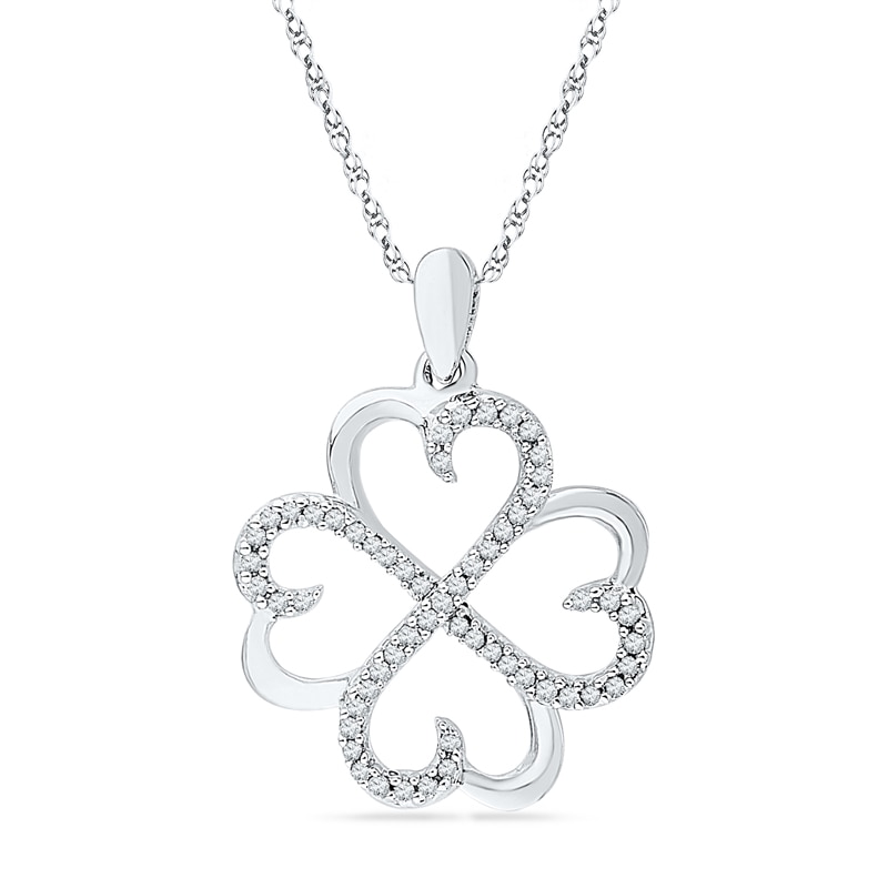 0.20 CT. T.W. Diamond Four Leaf Clover Pendant in Sterling Silver|Peoples Jewellers