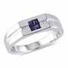 Thumbnail Image 1 of Square-Cut Blue Sapphire and Diamond Accent Ring in Sterling Silver