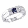 Thumbnail Image 0 of Men's Square-Cut Blue Sapphire and Diamond Accent Ring in Sterling Silver