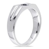 Thumbnail Image 2 of Square-Cut Blue Sapphire and Diamond Accent Ring in Sterling Silver