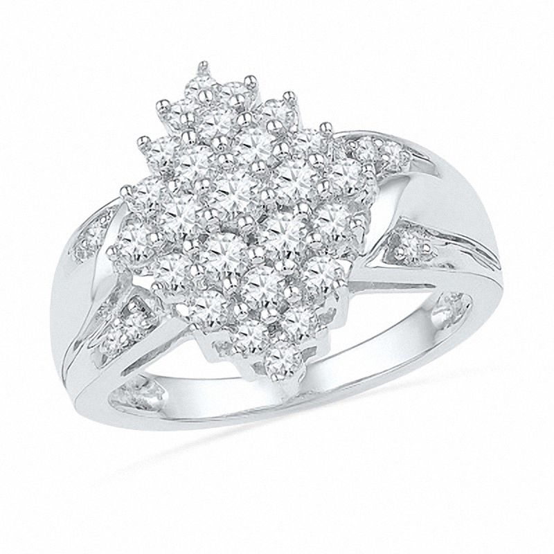 0.60 CT. T.W. Diamond Marquise Cluster Ring in 10K White Gold