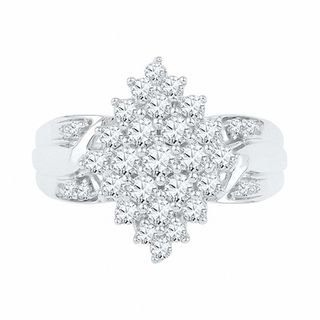 0.60 CT. T.W. Diamond Marquise Cluster Ring in 10K White Gold