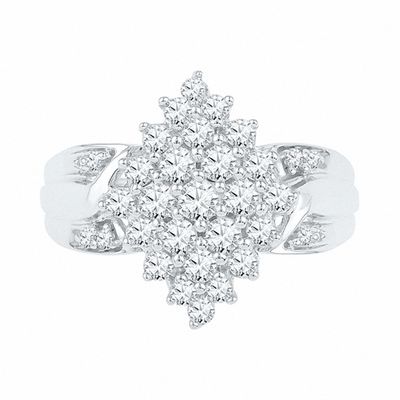 0.60 CT. T.W. Diamond Marquise Cluster Ring in 10K White Gold