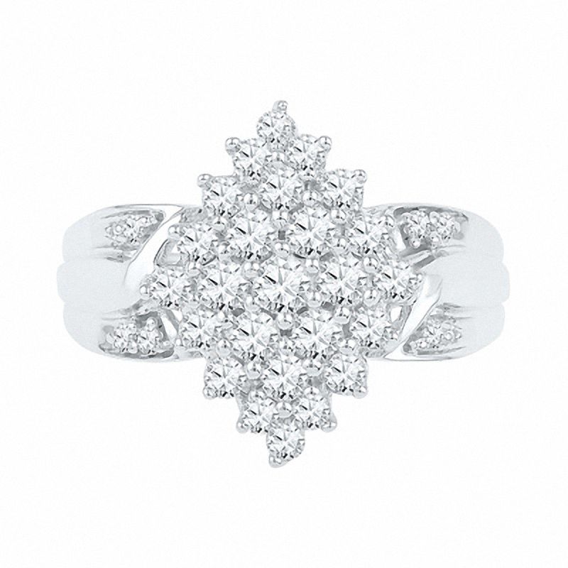 0.60 CT. T.W. Diamond Marquise Cluster Ring in 10K White Gold