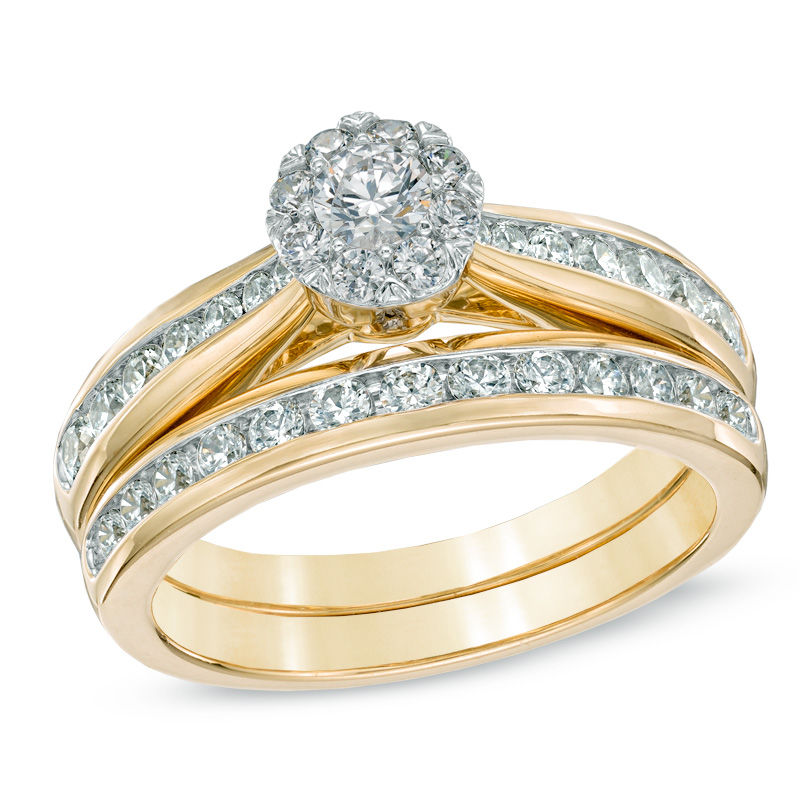 1.00 CT. T.W. Diamond Frame Bridal Set in 14K Gold
