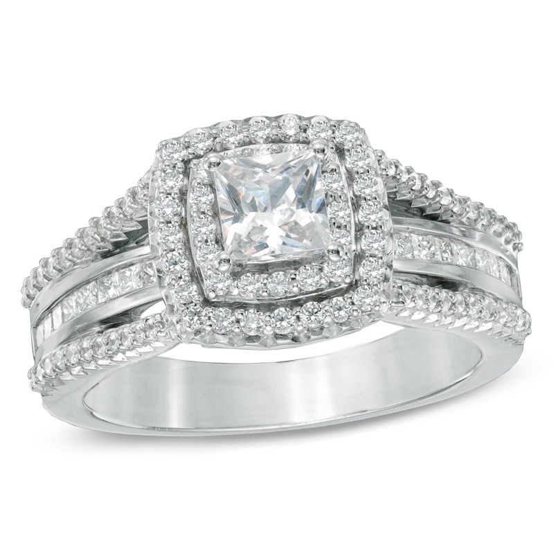 Main Image 1 of Celebration Canadian Lux® 1.00 CT. T.W. Princess-Cut Certified Diamond Ring in 18K White Gold (I/SI2)