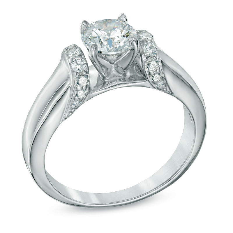 1.00 CT. T.W. Certified Canadian Diamond Collar Engagement Ring 14K White Gold (I/I2)