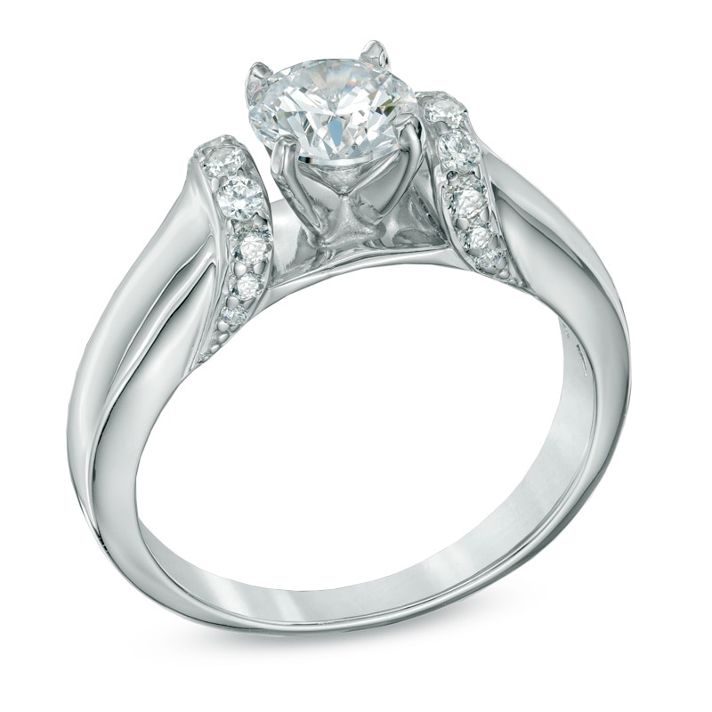 1.00 CT. T.W. Certified Canadian Diamond Collar Engagement Ring in 14K White Gold (I/I2)