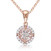 Thumbnail Image 1 of 6.0mm Morganite and Diamond Accent Frame Pendant in Rose Rhodium Sterling Silver