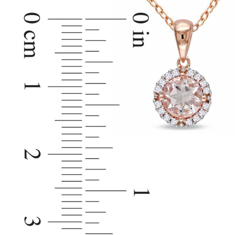 Main Image 2 of 6.0mm Morganite and Diamond Accent Frame Pendant in Rose Rhodium Sterling Silver