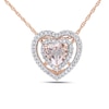 Thumbnail Image 0 of 6.0mm Heart-Shaped Morganite and 0.20 CT. T.W. Diamond Frame Heart Pendant in 10K Rose Gold
