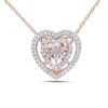 Thumbnail Image 1 of 6.0mm Heart-Shaped Morganite and 0.20 CT. T.W. Diamond Frame Heart Pendant in 10K Rose Gold