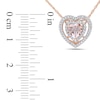 Thumbnail Image 1 of 6.0mm Heart-Shaped Morganite and 0.20 CT. T.W. Diamond Frame Heart Pendant in 10K Rose Gold