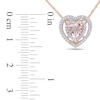 Thumbnail Image 2 of 6.0mm Heart-Shaped Morganite and 0.20 CT. T.W. Diamond Frame Heart Pendant in 10K Rose Gold