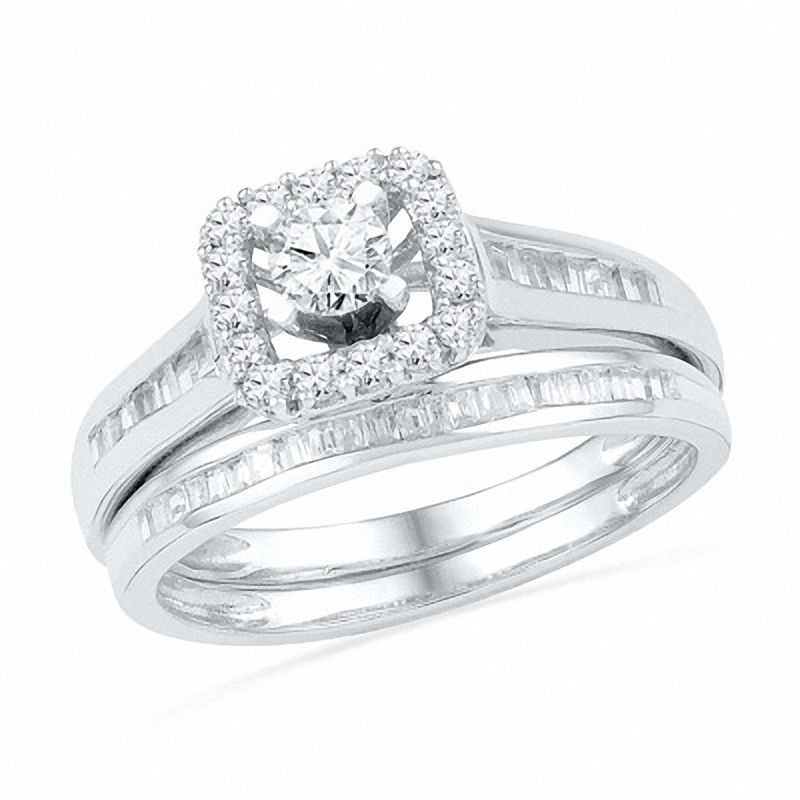 1.00 CT. T.W. Baguette Diamond Bridal Set in 10K White Gold|Peoples Jewellers