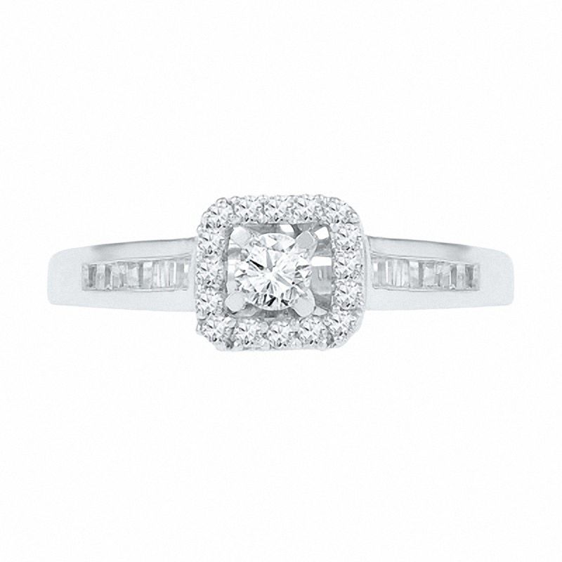 1.00 CT. T.W. Baguette Diamond Bridal Set in 10K White Gold