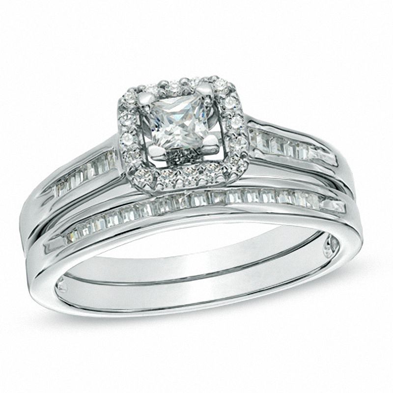 CT. T.W. Diamond Square Frame Bridal Set in 10K White Gold|Peoples Jewellers