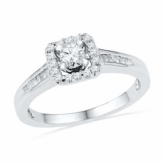 CT. T.W. Diamond Square Frame Bridal Set in 10K White Gold