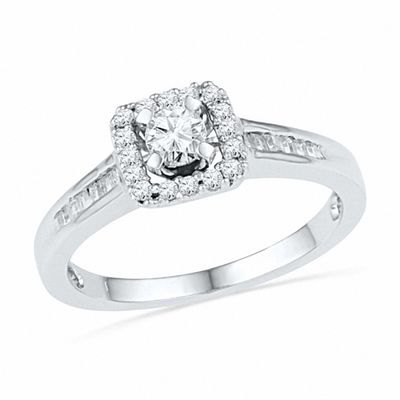 CT. T.W. Diamond Square Frame Bridal Set in 10K White Gold