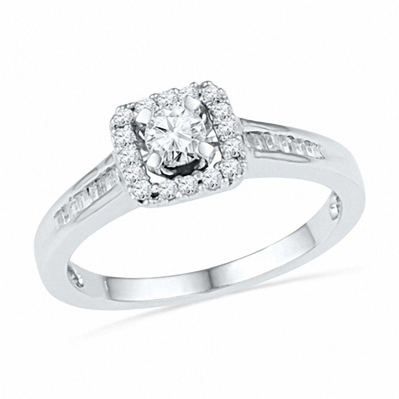 CT. T.W. Diamond Square Frame Bridal Set in 10K White Gold