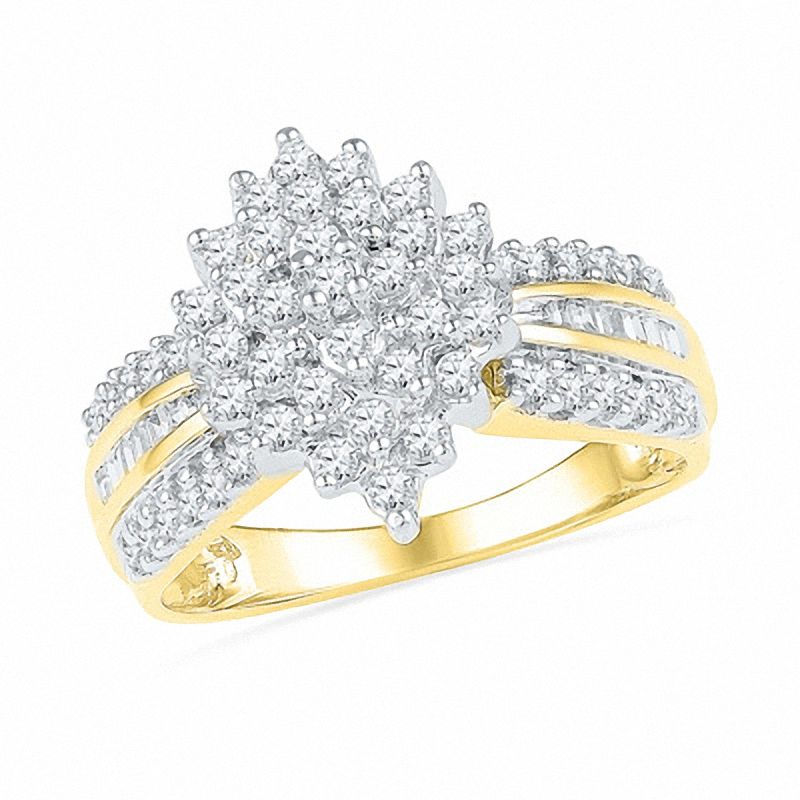 0.75 CT. T.W. Diamond Cluster Engagement Ring in 10K Gold|Peoples Jewellers