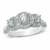 Thumbnail Image 0 of 1.25 CT. T.W. Diamond Frame Three Stone Engagement Ring in 10K White Gold