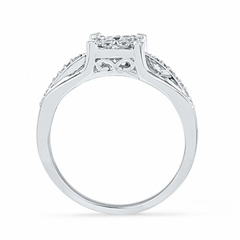 0.25 CT. T.W. Diamond Cluster Promise Ring in 10K White Gold