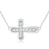 Thumbnail Image 0 of Diamond Accent Sideways Cross Necklace in 10K White Gold