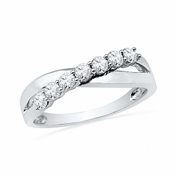 0.50 CT. T.W. Diamond Criss Cross Band in 10K White Gold Peoples
